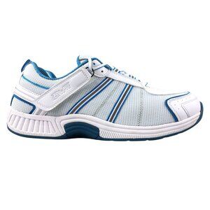 OrthoFeet Women's Size 11B Tahoe BioFit White Blue Lace-Up Athletic Sneakers
